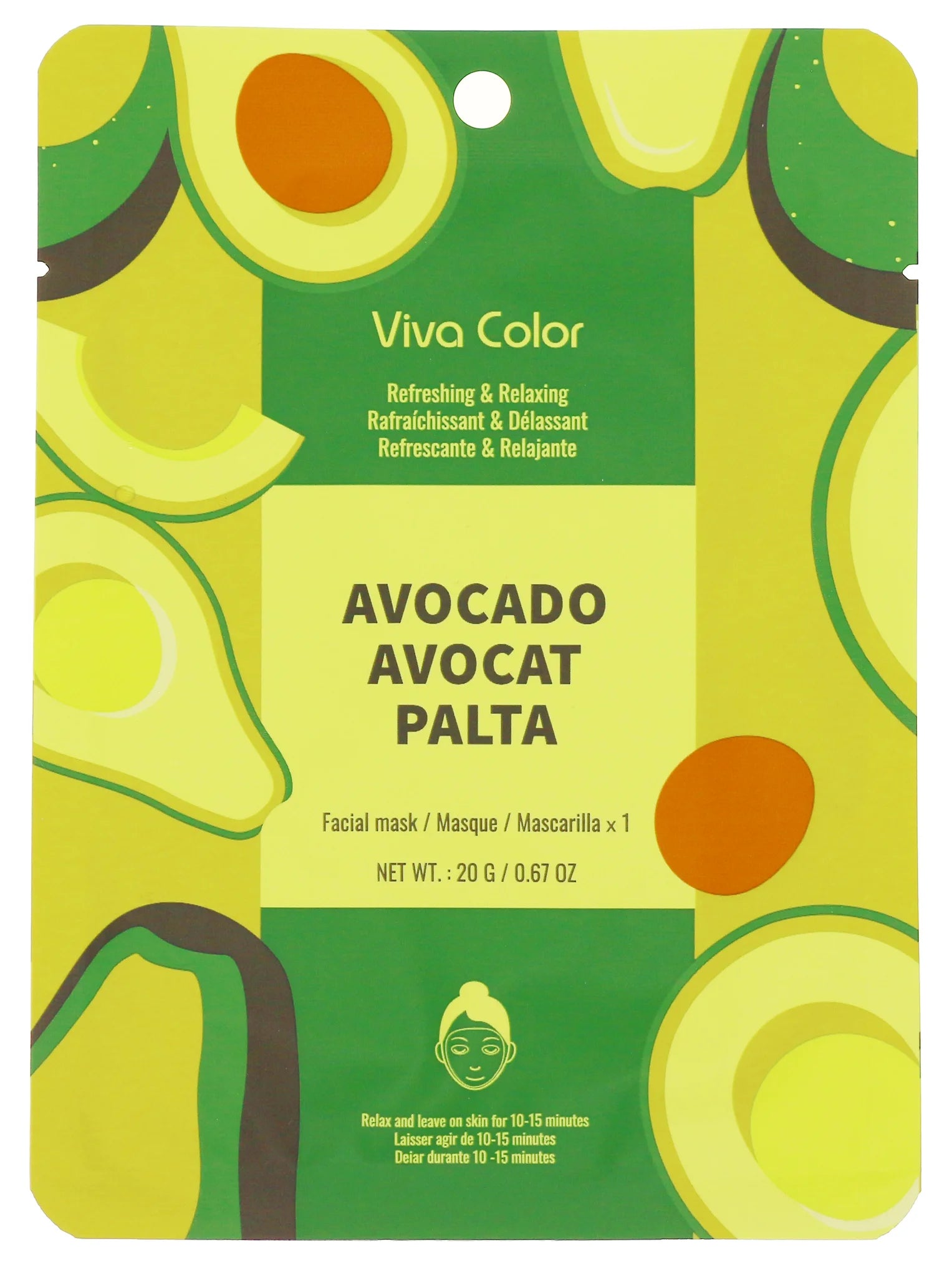 Viva Color Refreshing Avocado Facial Sheet Mask (20g) – Deep Hydration & Relaxation (82210)