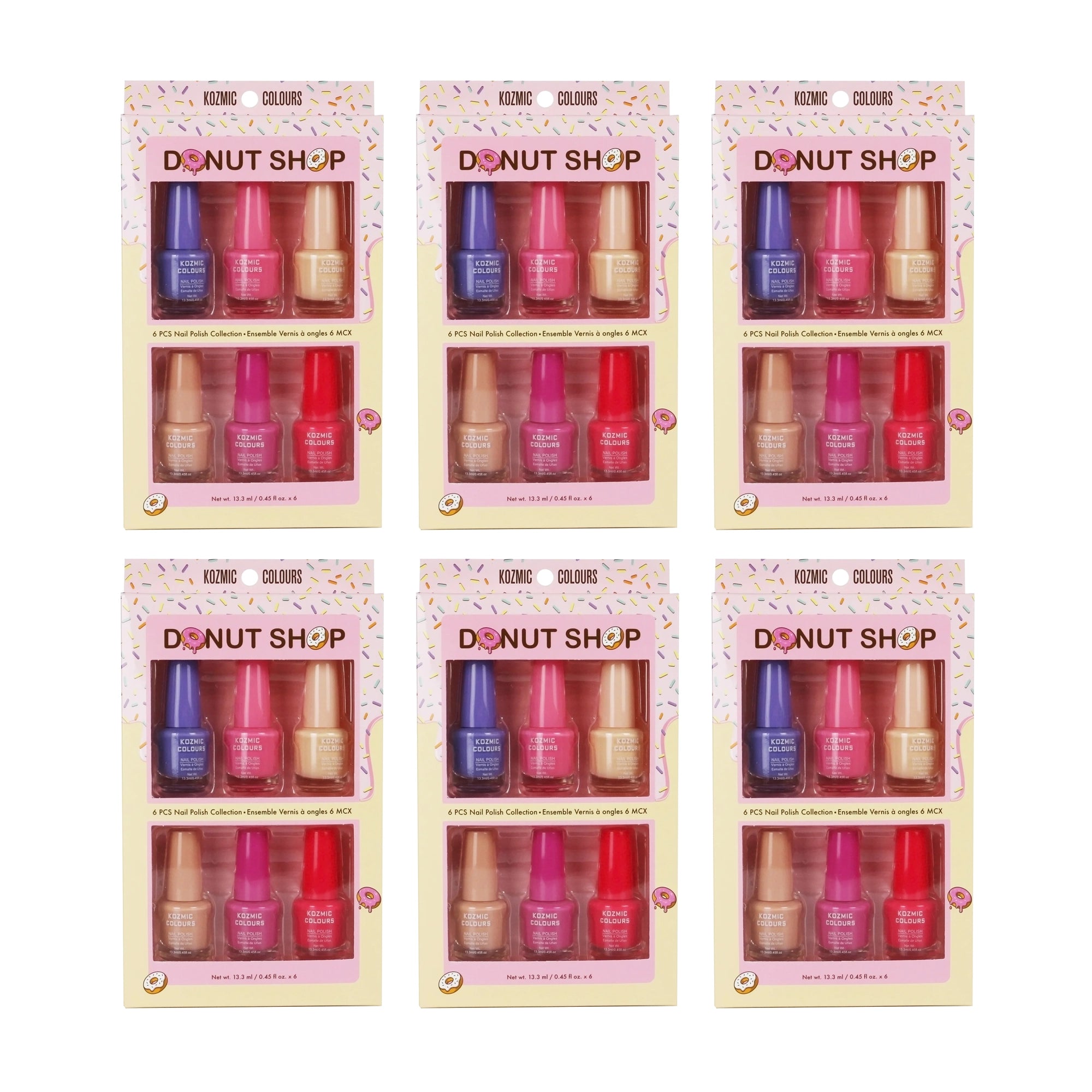 Kozmic Colours Donut Shop 6-Piece Nail Polish Collection – Sweet Pastel & Vibrant Shades