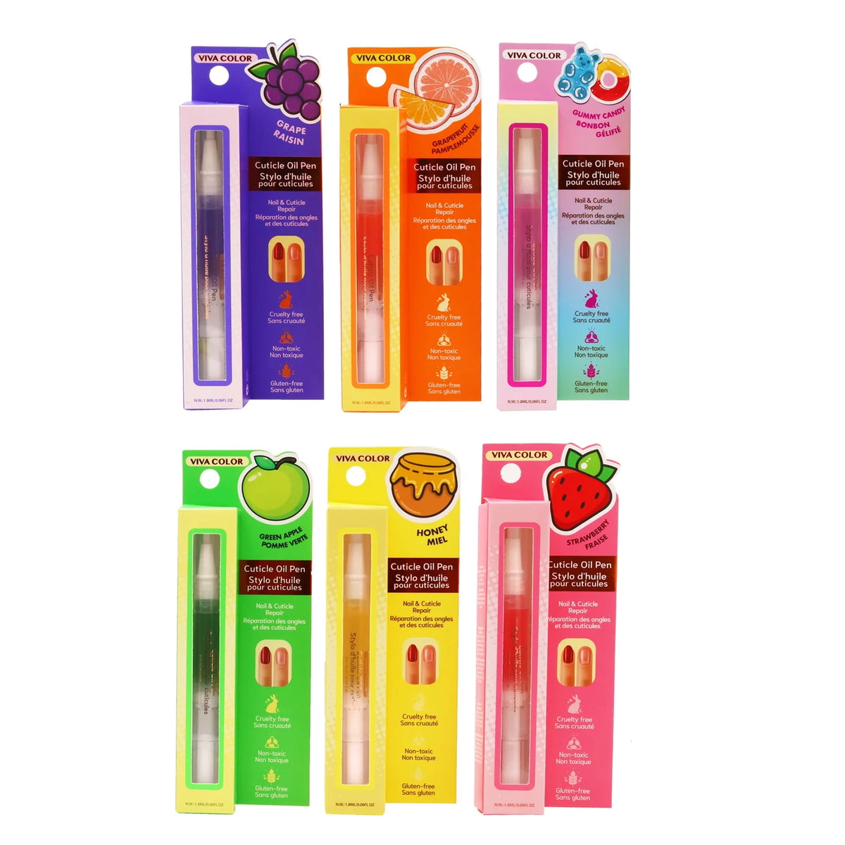 Viva Color Fruit-Scented Cuticle Oil Pen Set - Hydrating Nail Repair Treatment