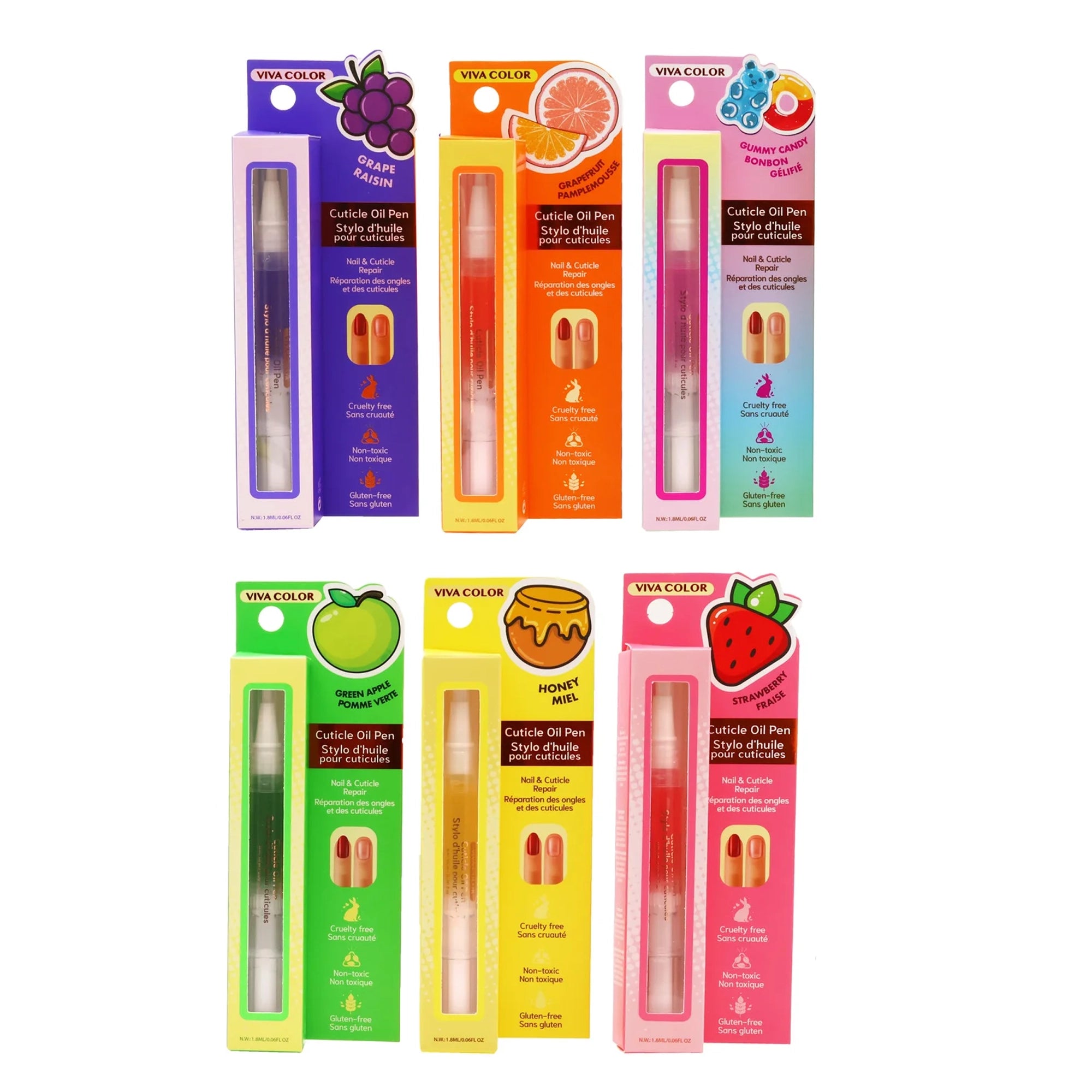Viva Color Fruit-Scented Cuticle Oil Pen Set - Hydrating Nail Repair Treatment