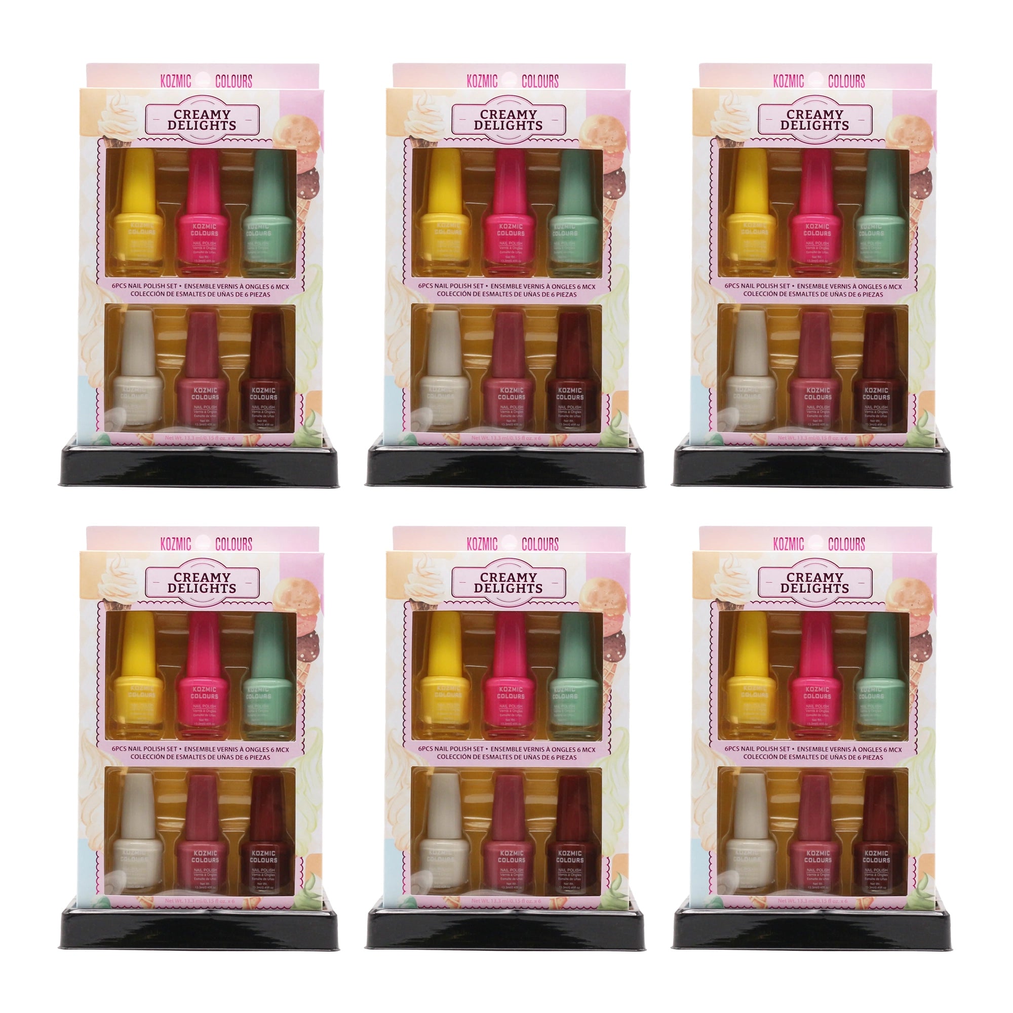 Kozmic Colours "Creamy Delights" 6-Piece Nail Polish Set - Pastel & Berry Tones