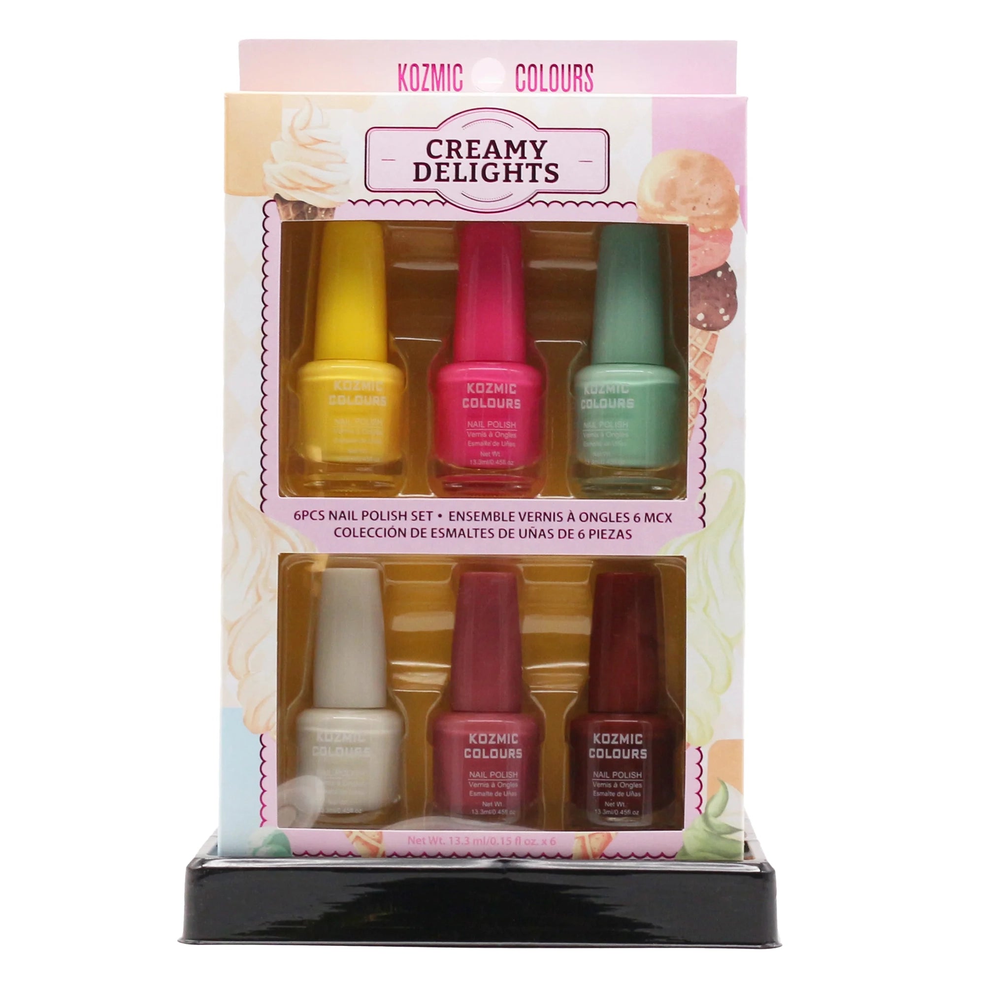 Kozmic Colours "Creamy Delights" 6-Piece Nail Polish Set - Pastel & Berry Tones