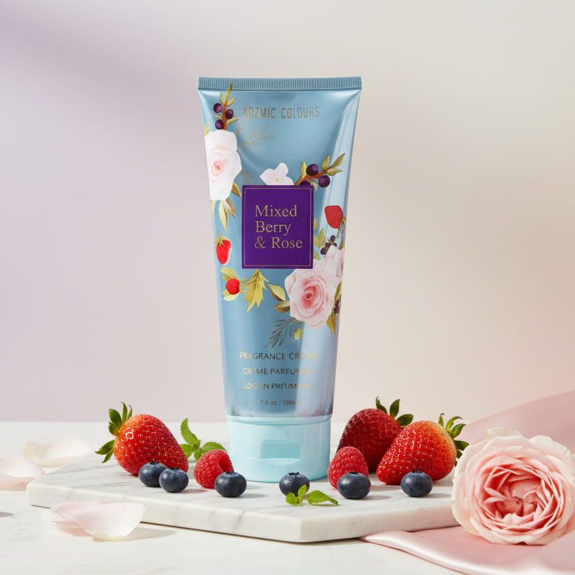 Kozmic Colours Mixed Berry & Rose Fragrance Body Cream – 200ml