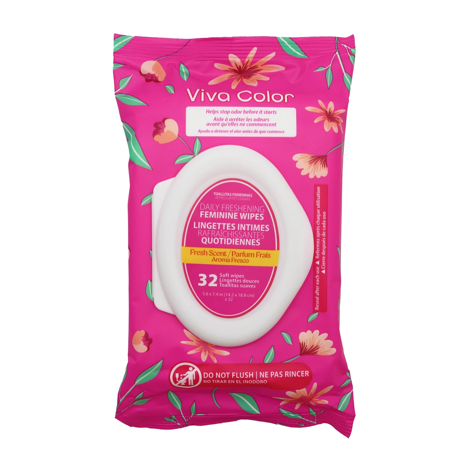 Viva Color Daily Freshening Feminine Wipes – Fresh Scent (32 Count) (84293)