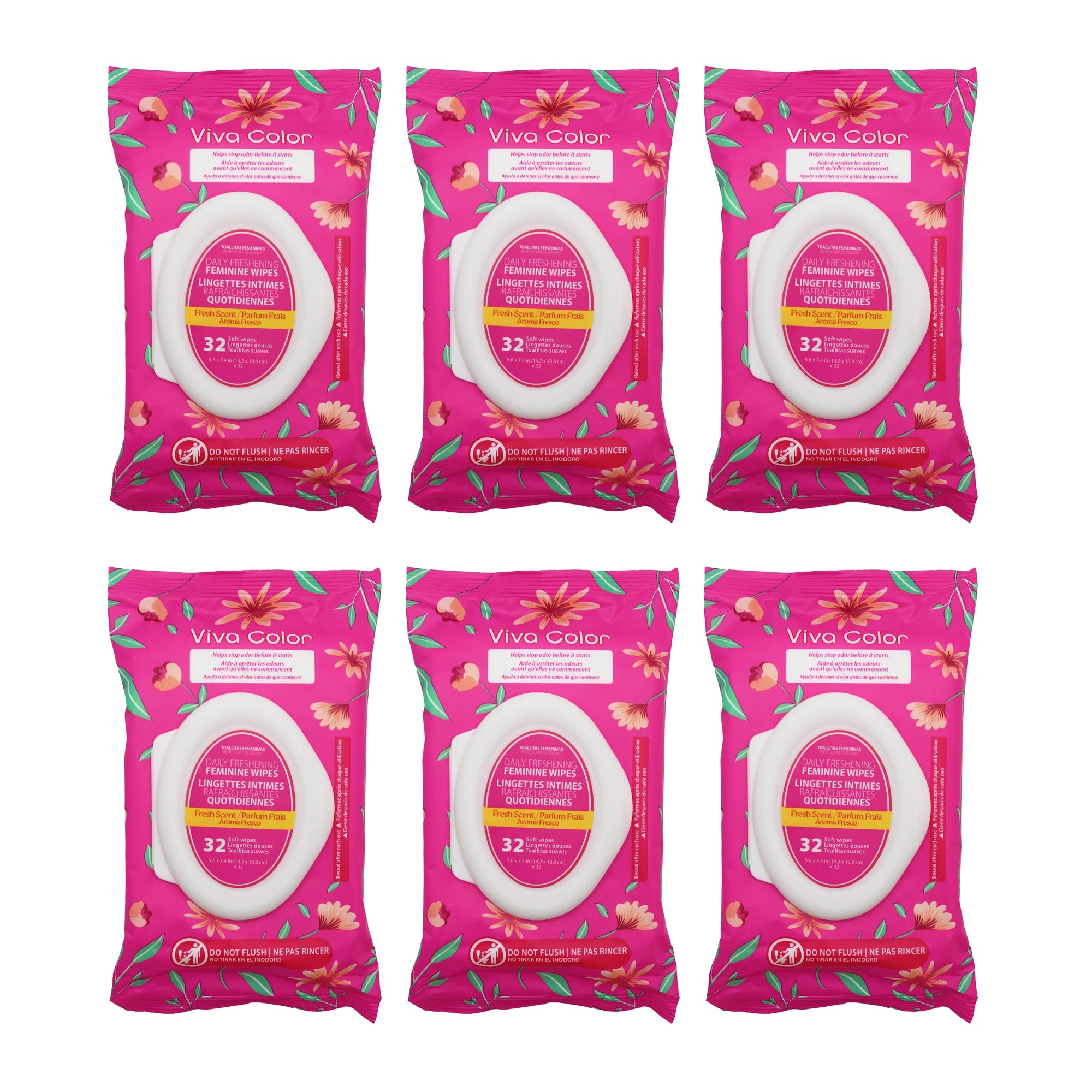 Viva Color Daily Freshening Feminine Wipes – Fresh Scent (32 Count) (84293)