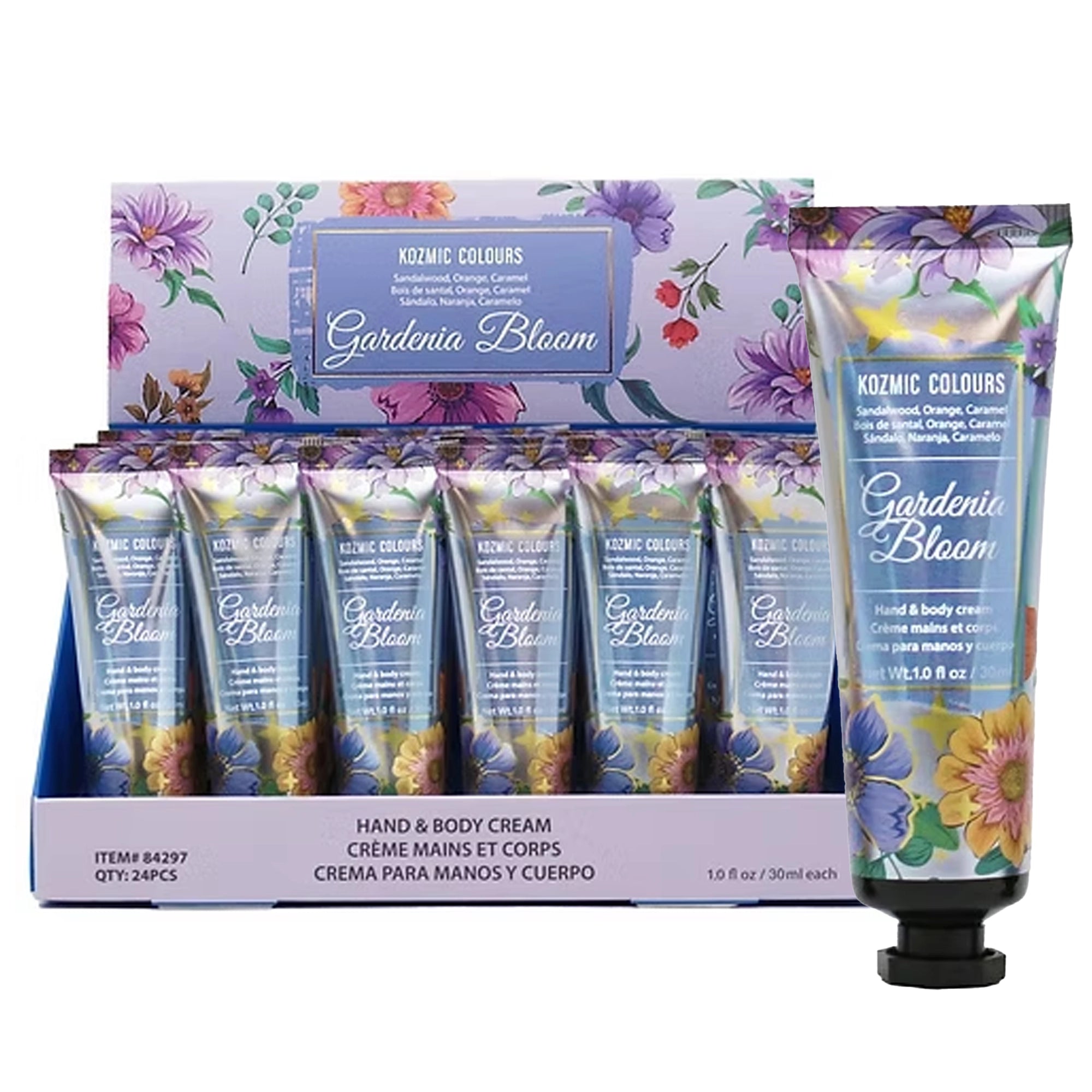 Kozmic Colours Gardenia Bloom Hand & Body Cream Display Set (24-Pack)