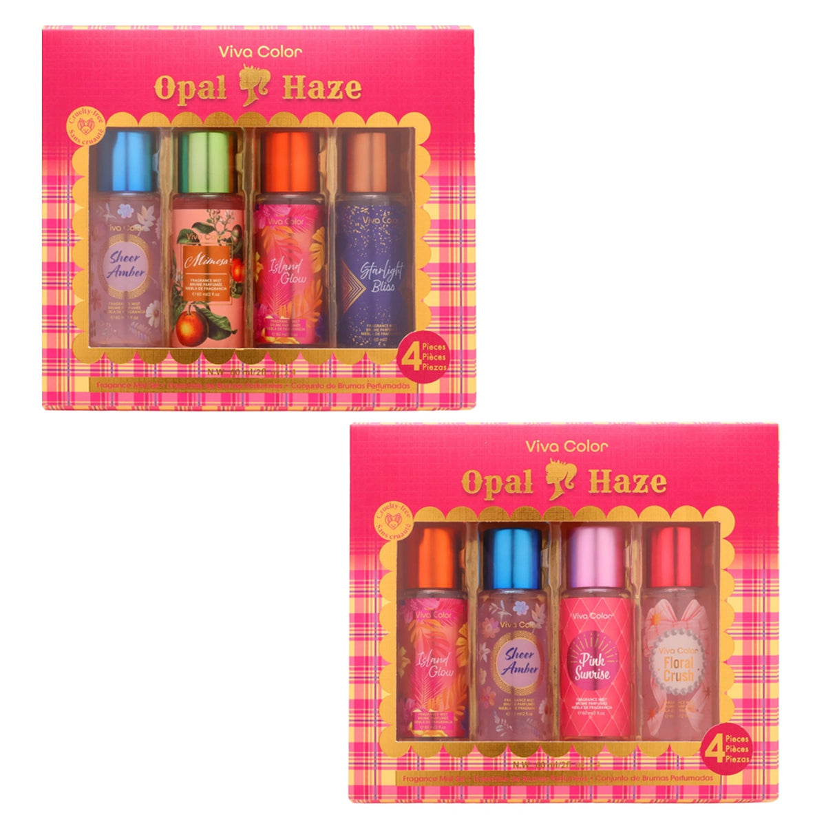 Viva Color Opal Haze 4-Piece Fragrance Mist Gift Set – Assorted Floral & Fruity Body Sprays