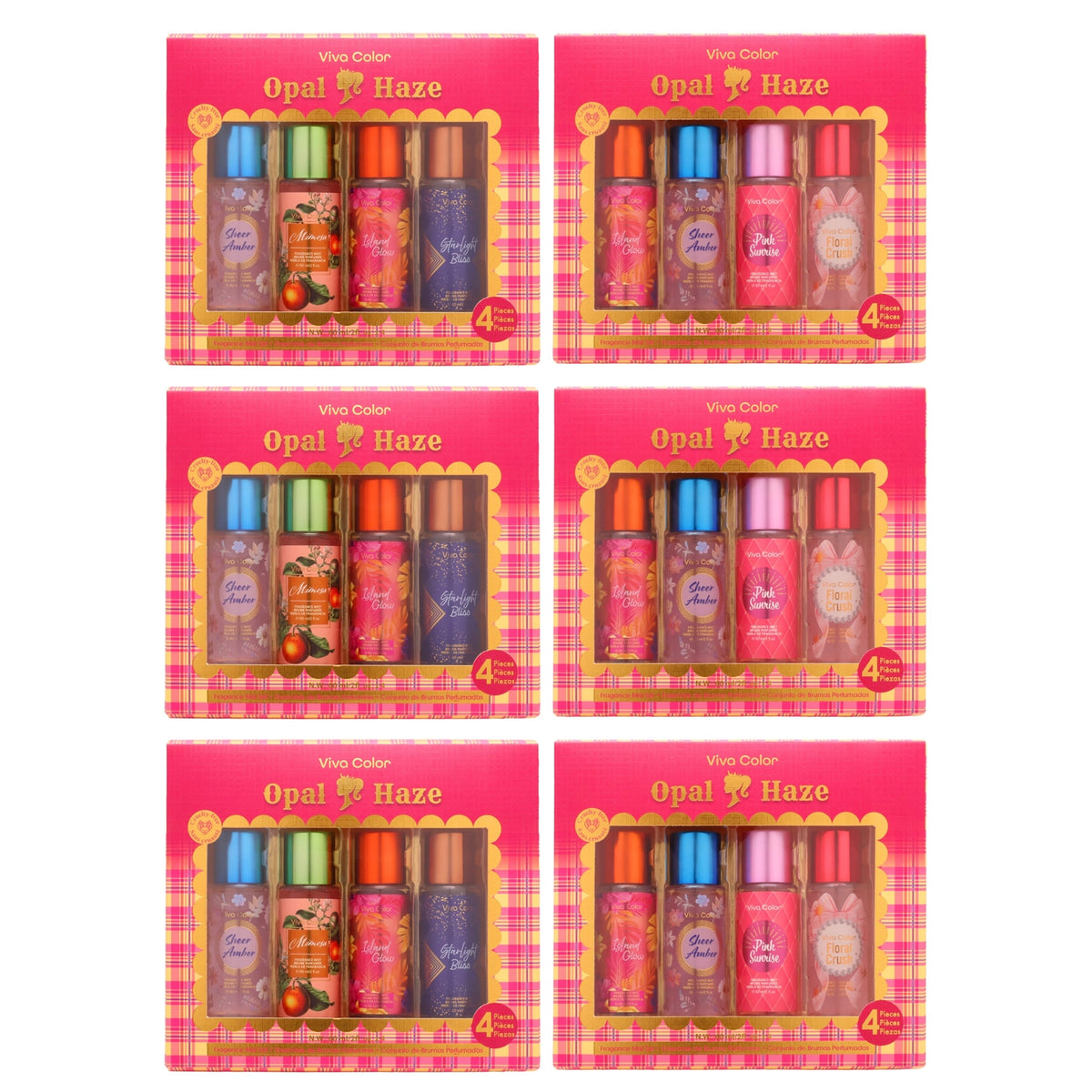 Viva Color Opal Haze 4-Piece Fragrance Mist Gift Set – Assorted Floral & Fruity Body Sprays