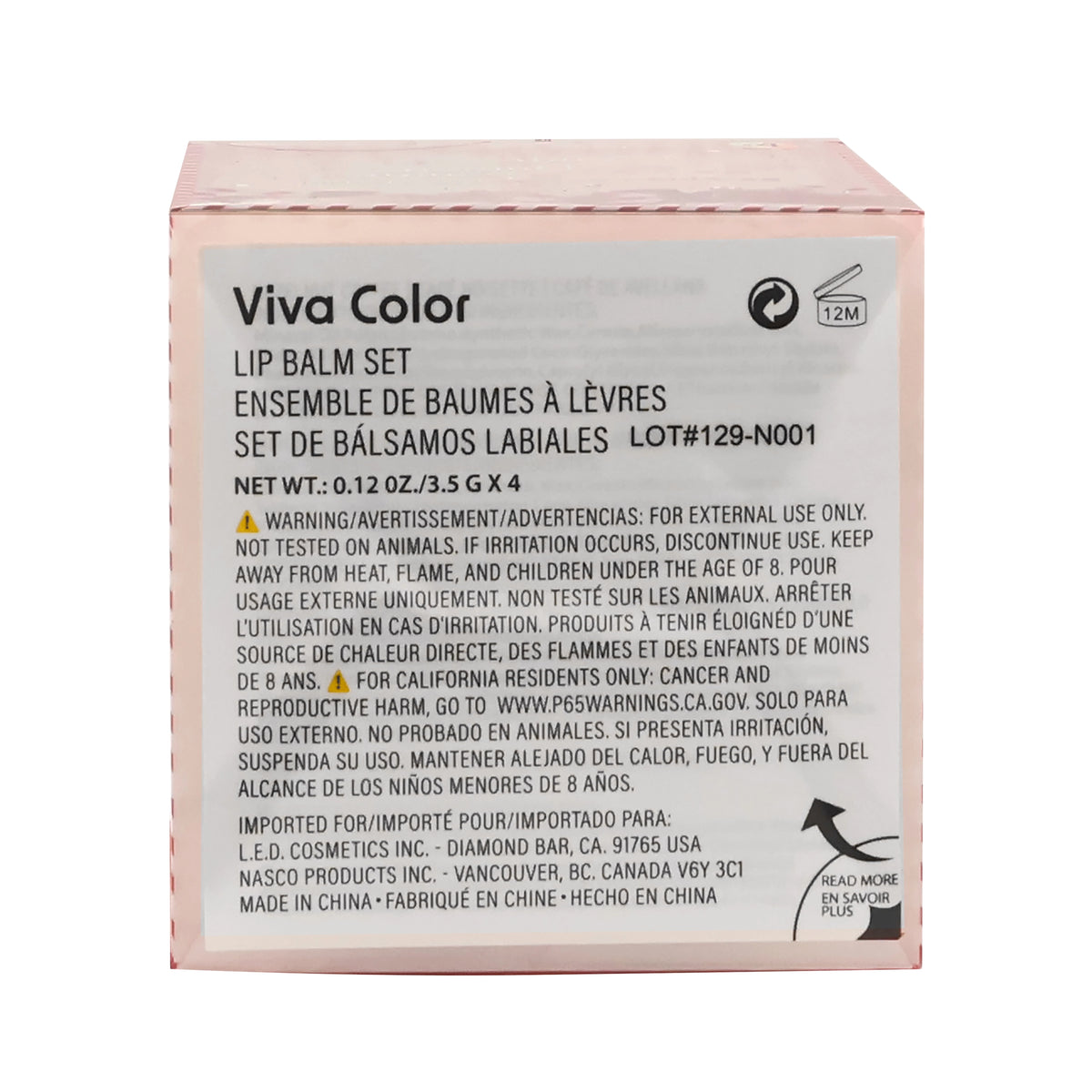 Viva Color "Sweet Holidays" Penguin Cocoa Mug 4-Piece Lip Balm Gift Set – Festive Flavor Assortment 6-Pack Counter Display Box