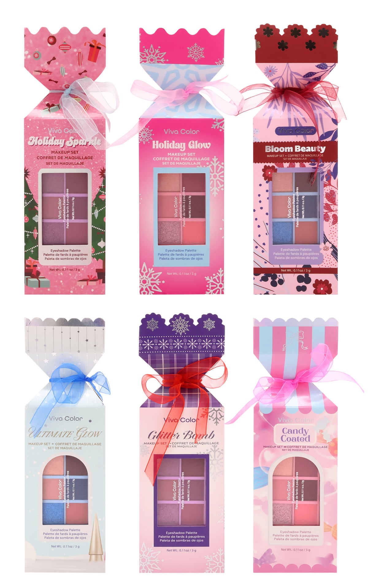 Viva Color Holiday Makeup Gift Cracker Set – Blush & Highlighter Duo Palette Assortment 12-Piece Wholesale Pack