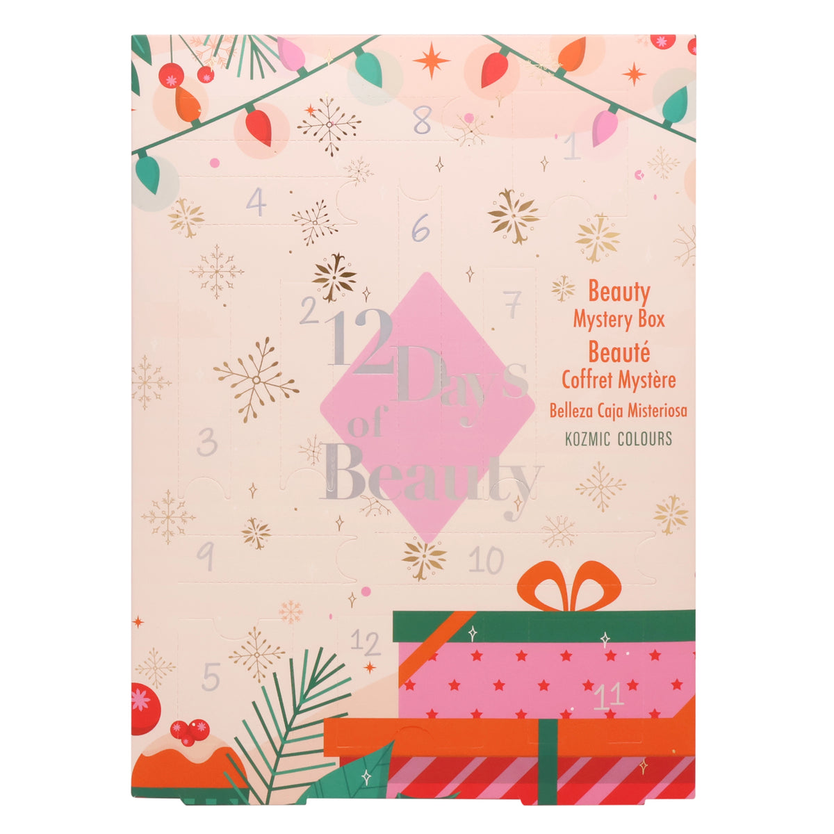 Kozmic Colours "12 Days of Beauty" Mystery Box Advent Calendar – Soft Pink & Festive Lights 6-Pack