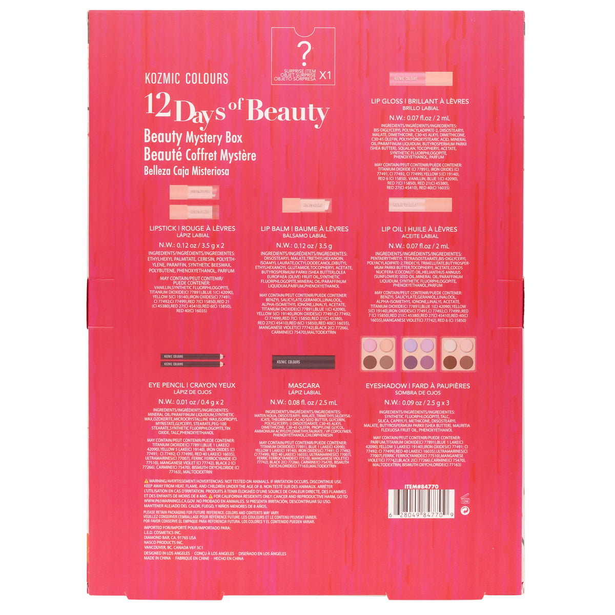 Kozmic Colours "12 Days of Beauty" Mystery Box Advent Calendar – Soft Pink & Festive Lights 6-Pack