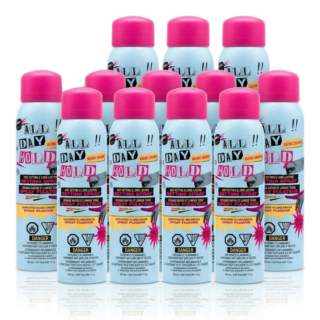 Kozmic Colours "All Day Hold" Fast-Drying & Long-Lasting Setting Spray – Bright Blue & Hot Pink 12pcs