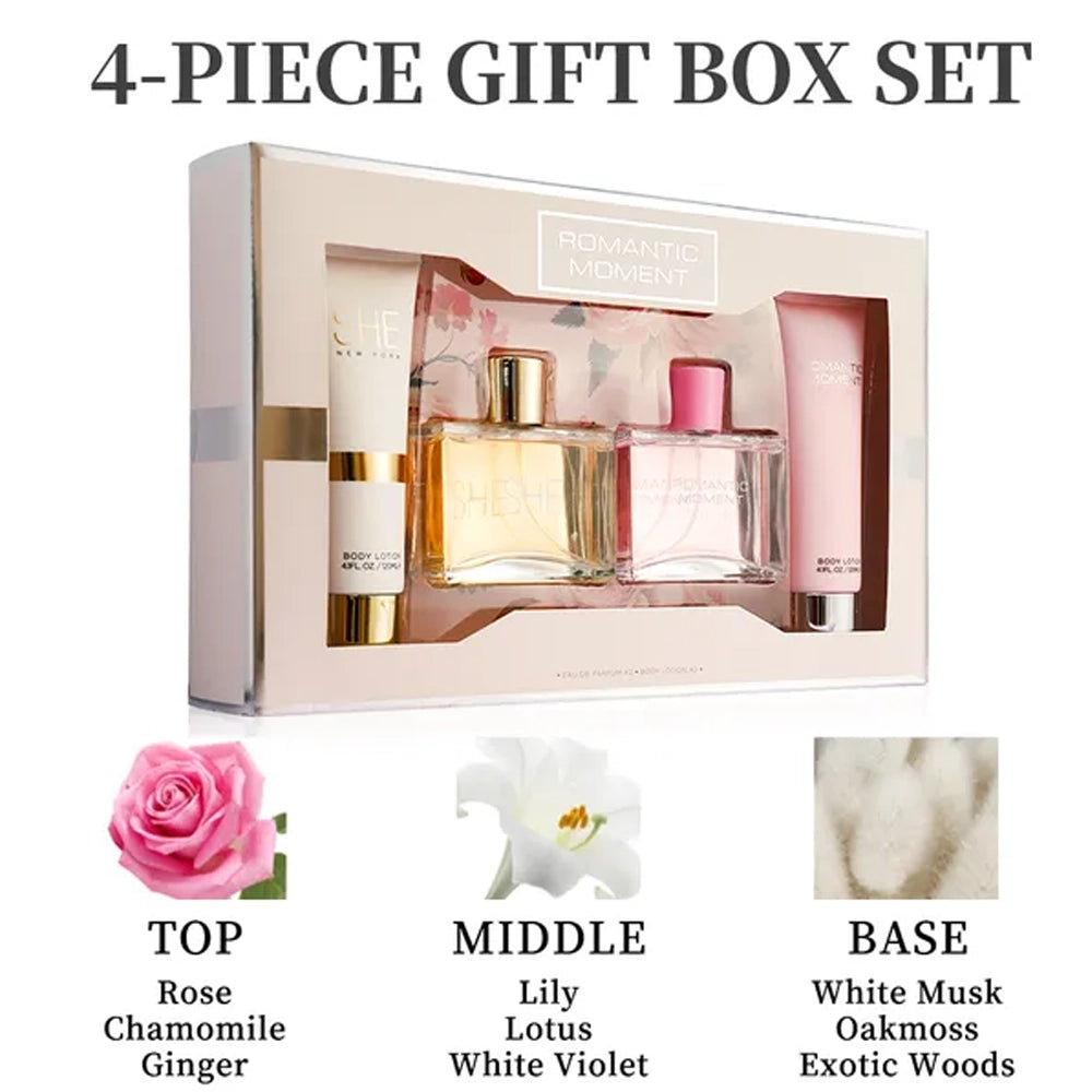 Romantic Moment 4-Piece Women’s Fragrance & Body Care Gift Set MSA88434