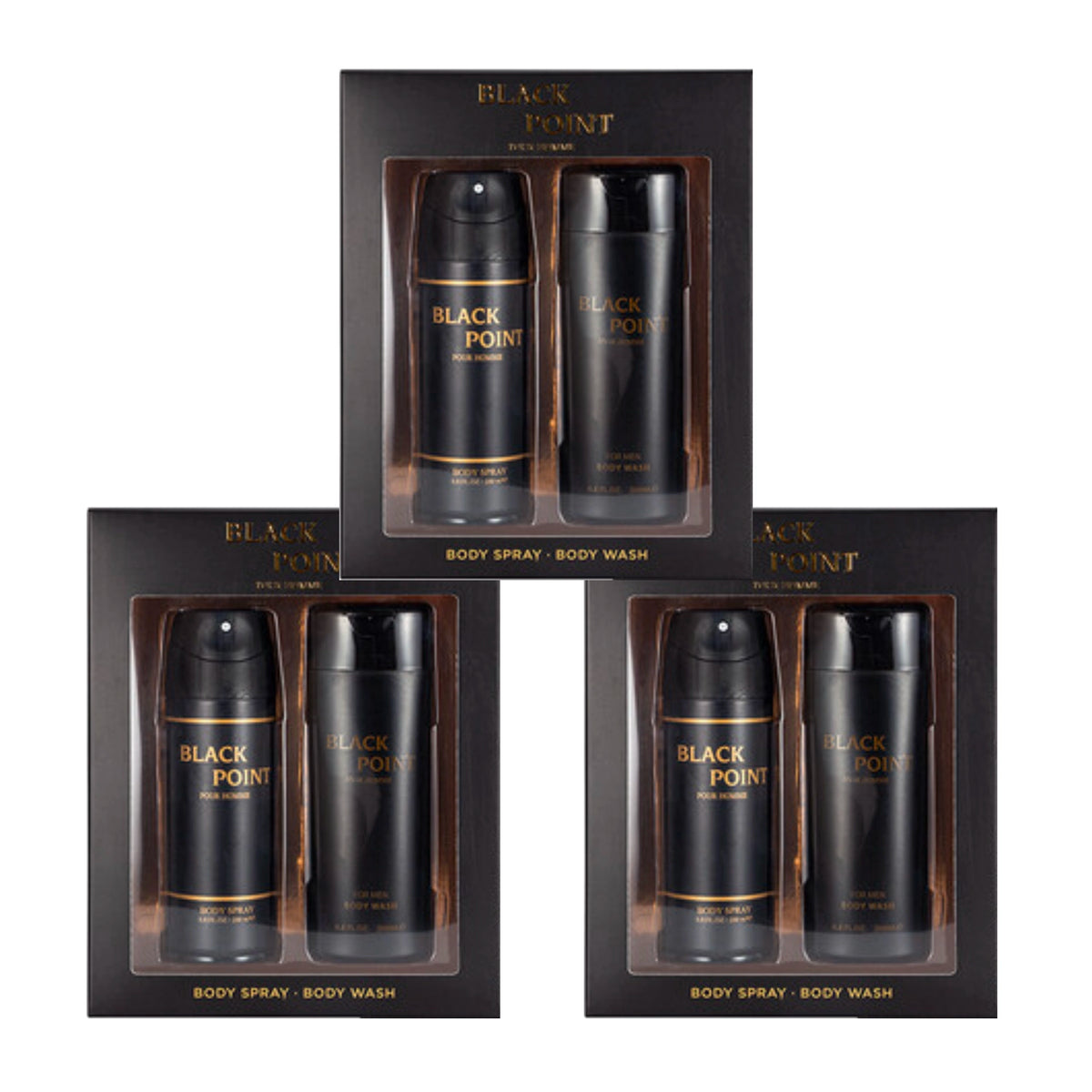 Black Point Pour Homme Men's Grooming Gift Set – 200ml / 6.8 fl oz Body Spray & Body Wash