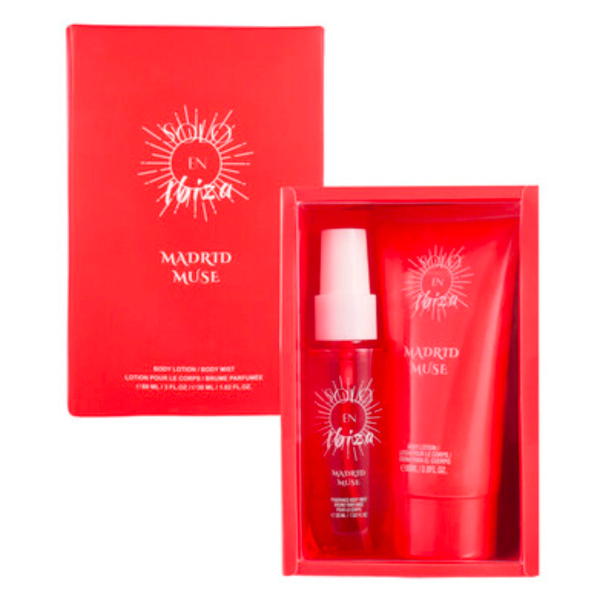 Solo En Ibiza Madrid Muse Women's 2-Piece Mini Body Care Gift Set – Body Mist (1.02 fl oz / 30ml) & Body Lotion (3 fl oz / 88ml)