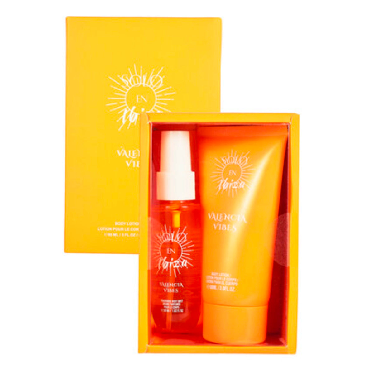 Solo En Ibiza Valencia Vibes Women's 2-Piece Mini Body Care Gift Set – Body Mist (1.02 fl oz / 30ml) & Body Lotion (3 fl oz / 88ml)