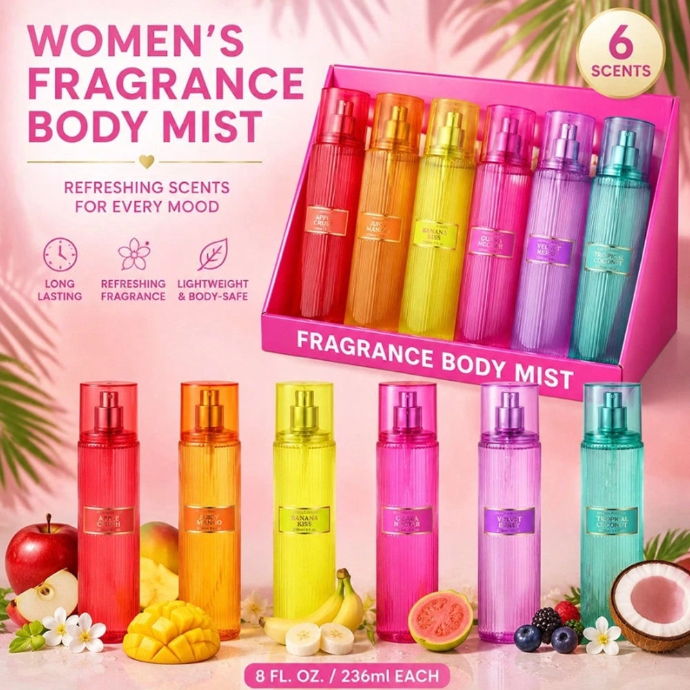 Fruity Fragrance Body Mist Perfume Spray Set (236ml / 8 fl oz) – Long-Lasting Fresh Scent Body Spray for Women