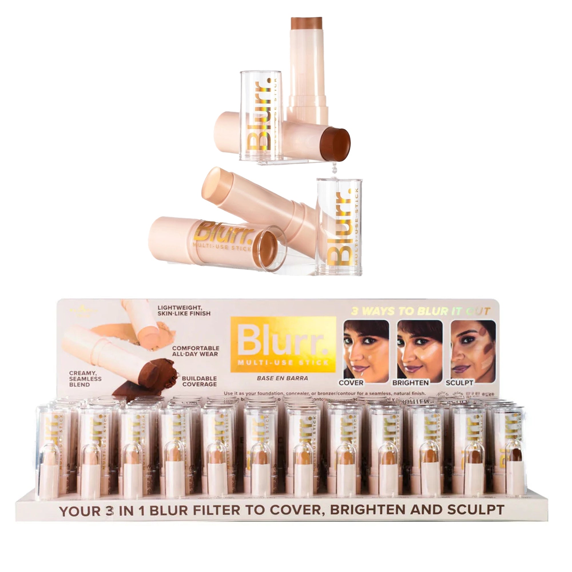 Italia Deluxe - Blur It Out Multi-Use Concealer Stick – 3-in-1 Cover, Brighten & Contour