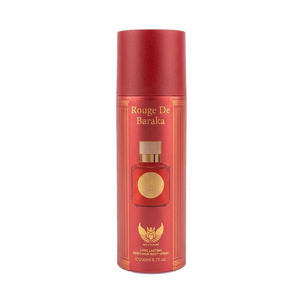 Millionaire Rouge De Baraka Perfumed Body Spray for Men & Women – 200ml (6.7 fl.oz.) | Long-Lasting Luxury Fragrance Deodorant - Affordable Fragrance Dupe
