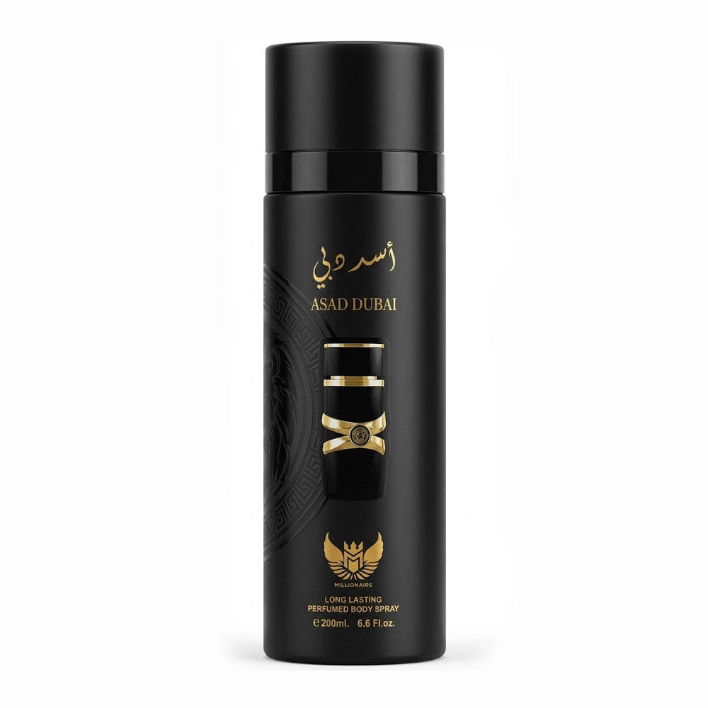 Asad Dubai Millionaire Long Lasting Perfumed Body Spray for Men – 200ml (6.6 Fl. Oz.) | Bold Oud & Spicy Scent - Affordable Fragrance Dupe