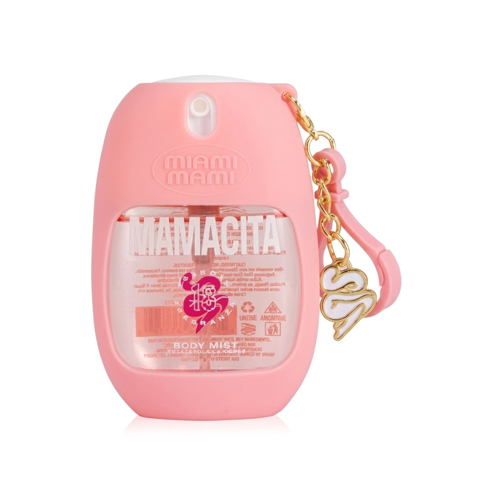 Miami Mami Mamacita Fragrance Body Mist (6-Pack) – 1.7oz Travel Size Perfume Spray with Pink Silicone Holder & Charm Keychain
