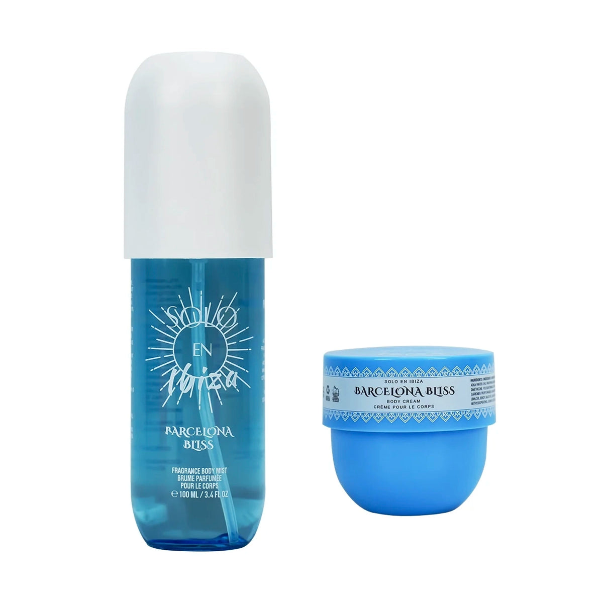 Solo En Ibiza Barcelona Bliss Women's 2-Piece Tropical Gift Set – Fragrance Body Mist (3.4 fl oz / 100ml) & Body Cream (1.76 fl oz / 50g)
