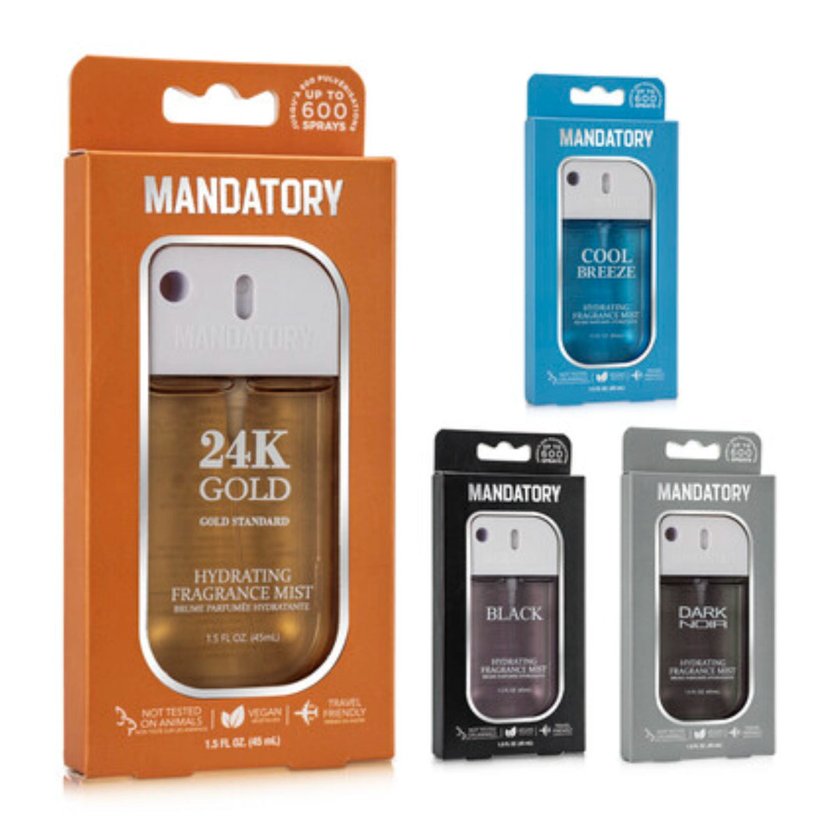 MANDATORY Men's Hydrating Fragrance Mist Spray – 1.5 fl oz / 45ml Pocket-Sized Travel Body Spray (Up to 600 Sprays)