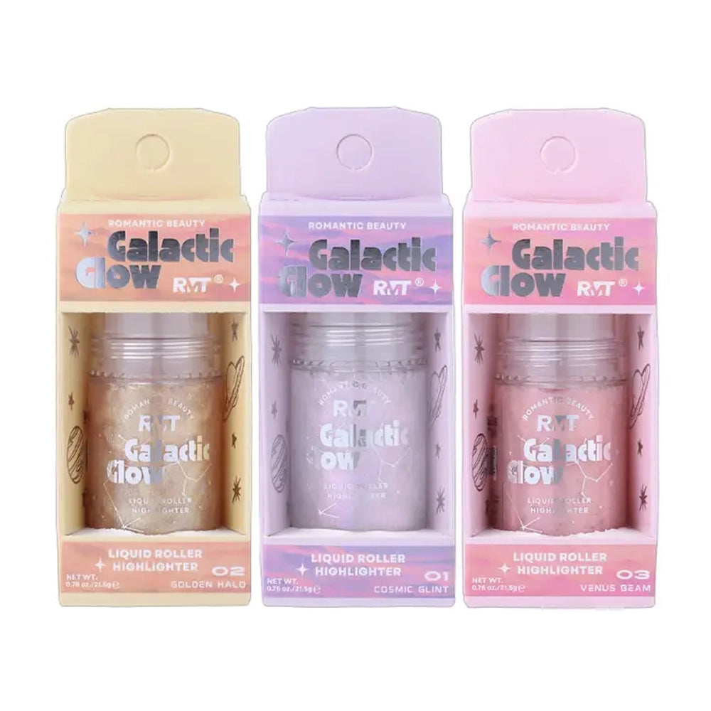 Romantic Beauty - Galactic Glow Roll-On Liquid Highlighter | Face & Body Shimmer (12pc Set)