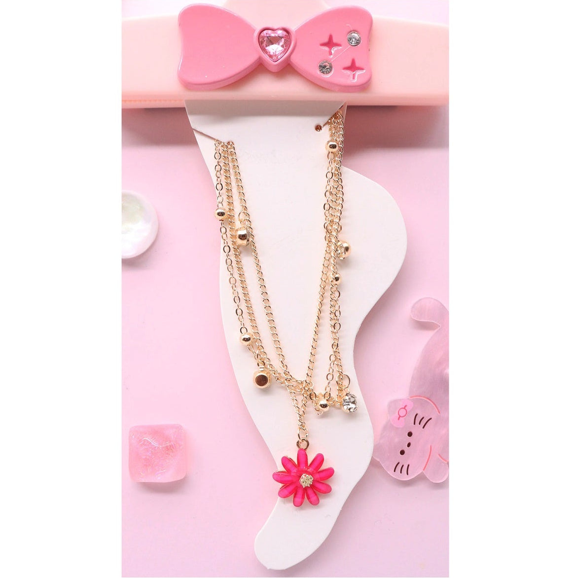 Bohemian Multi-Layer Flower Anklet – Dainty Gold Chain Daisy Foot Jewelry for Women & Girls (AAK3005)