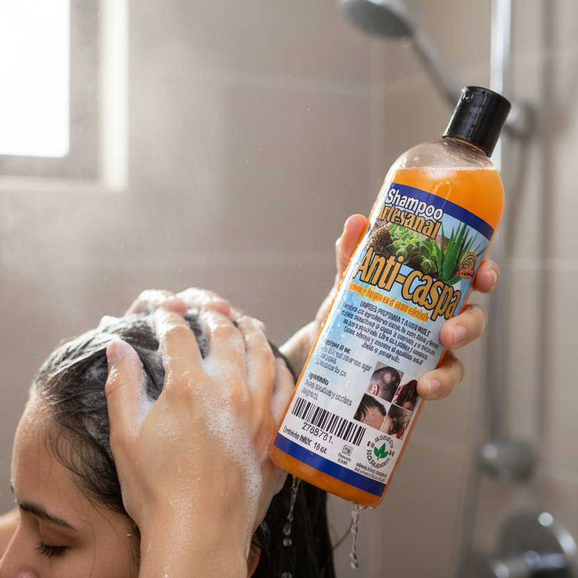 Shampoo Artesanal Anti-Caspa – Natural Dandruff & Scalp Relief (16 oz)