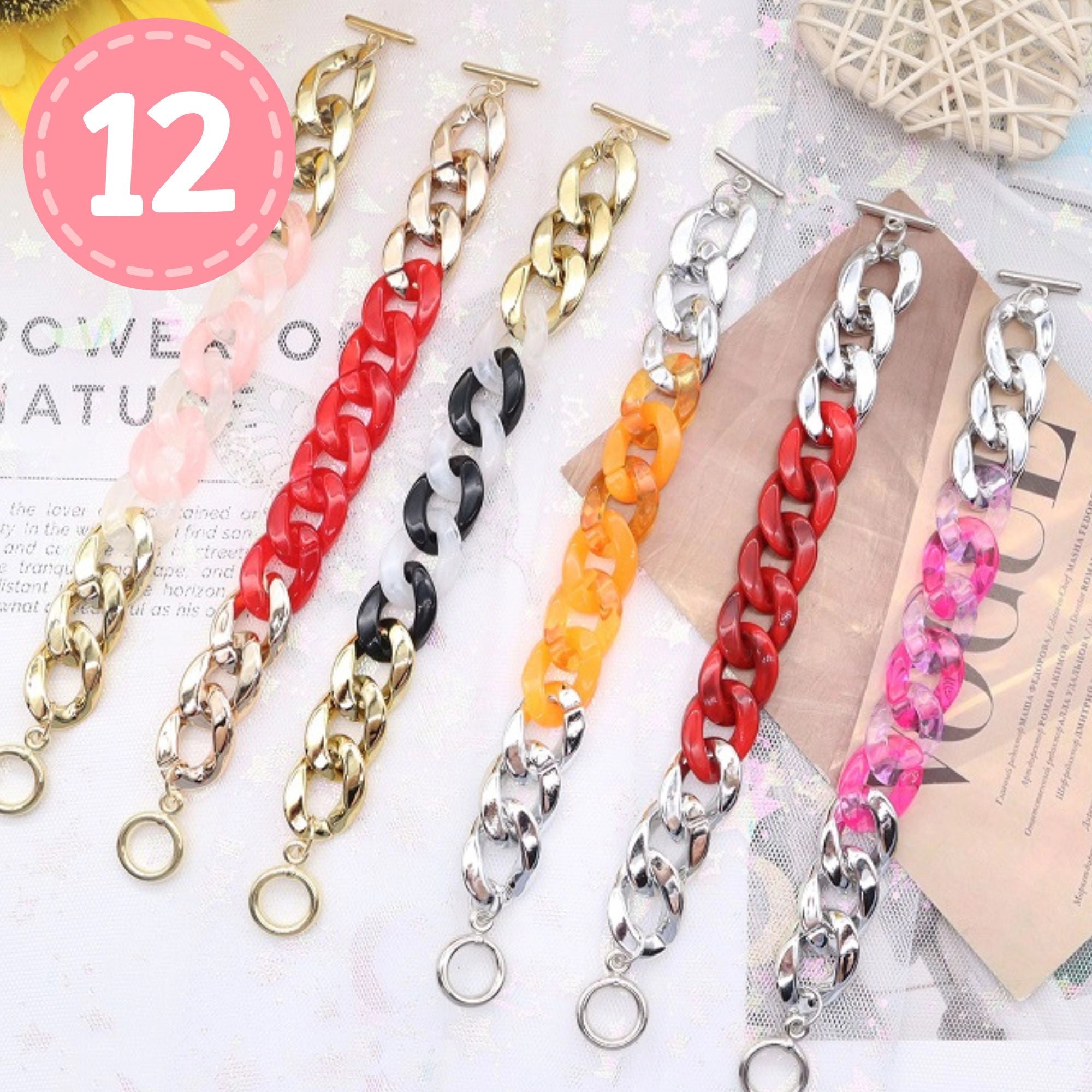 Chunky Acrylic Chain Link Bracelets – Dual Tone Collection