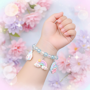 Cute Pastel Beaded Charm Bracelet Set for Girls – Kawaii Unicorn, Rainbow & Bear Charms (ABR1377)