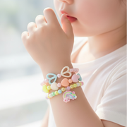 Kids' Pastel Butterfly Beaded Bracelet Set - 3-Piece Charm Jewelry (ABR1382)