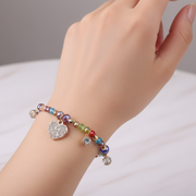 Sparkling Heart Charm Rhinestone Beaded Stretch Bracelet (ABR1387)