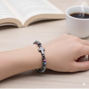 Faceted Crystal Beaded Cross Stretch Bracelet – Religious Jewelry (ABR1401)