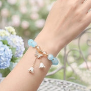 Elegant Butterfly Charm Beaded Bracelet with Rhinestones & Floral Dangles (ABR1426)