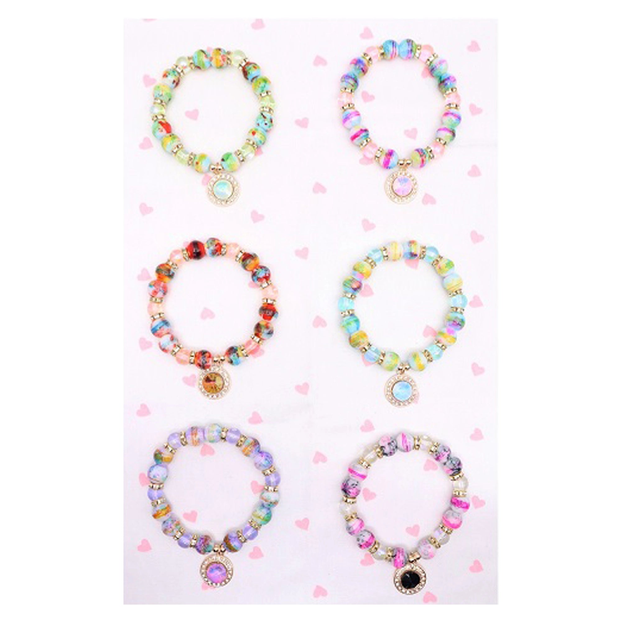 Boho Colorful Beaded Charm Bracelet with Rhinestone Crystal Pendant (ABR1427)