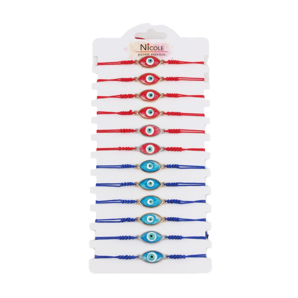 Ward Off Negativity in Style! Adjustable Evil Eye Protection Bracelets (12-Pack)