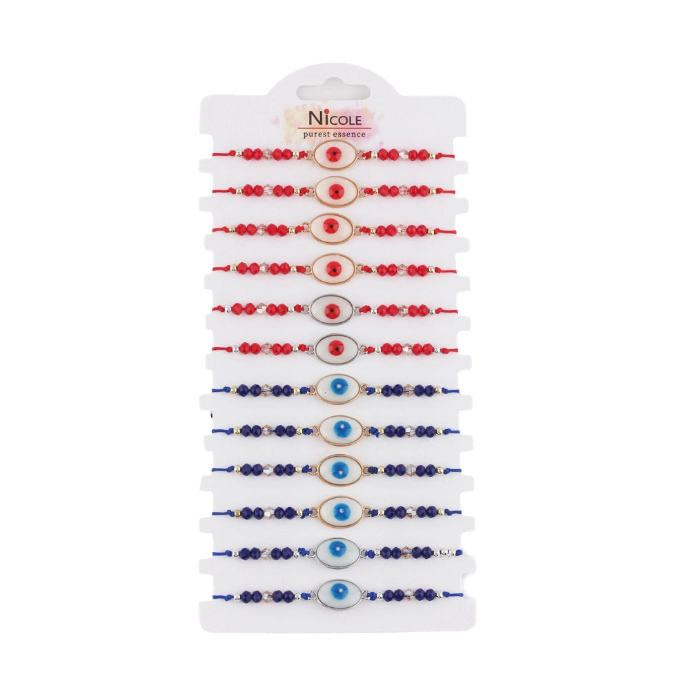 Evil Eye Protection Charm Bracelet Set (12 Pack)