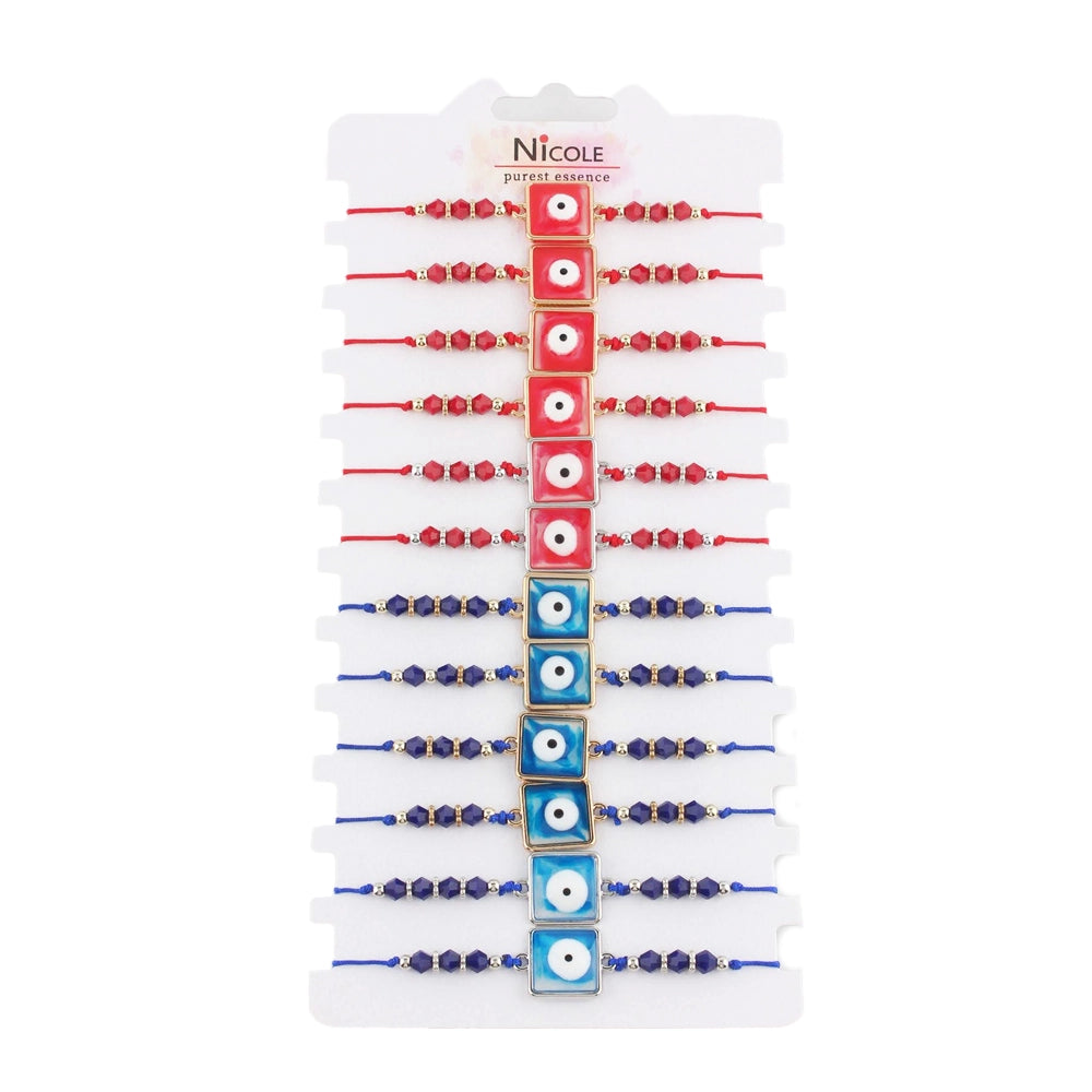 Evil Eye Protection Bracelet Set - Adjustable Red & Blue Nazar Charms