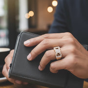 Iced Out Buckle Design Men's Statement Ring - Hip Hop Bling Jewelry