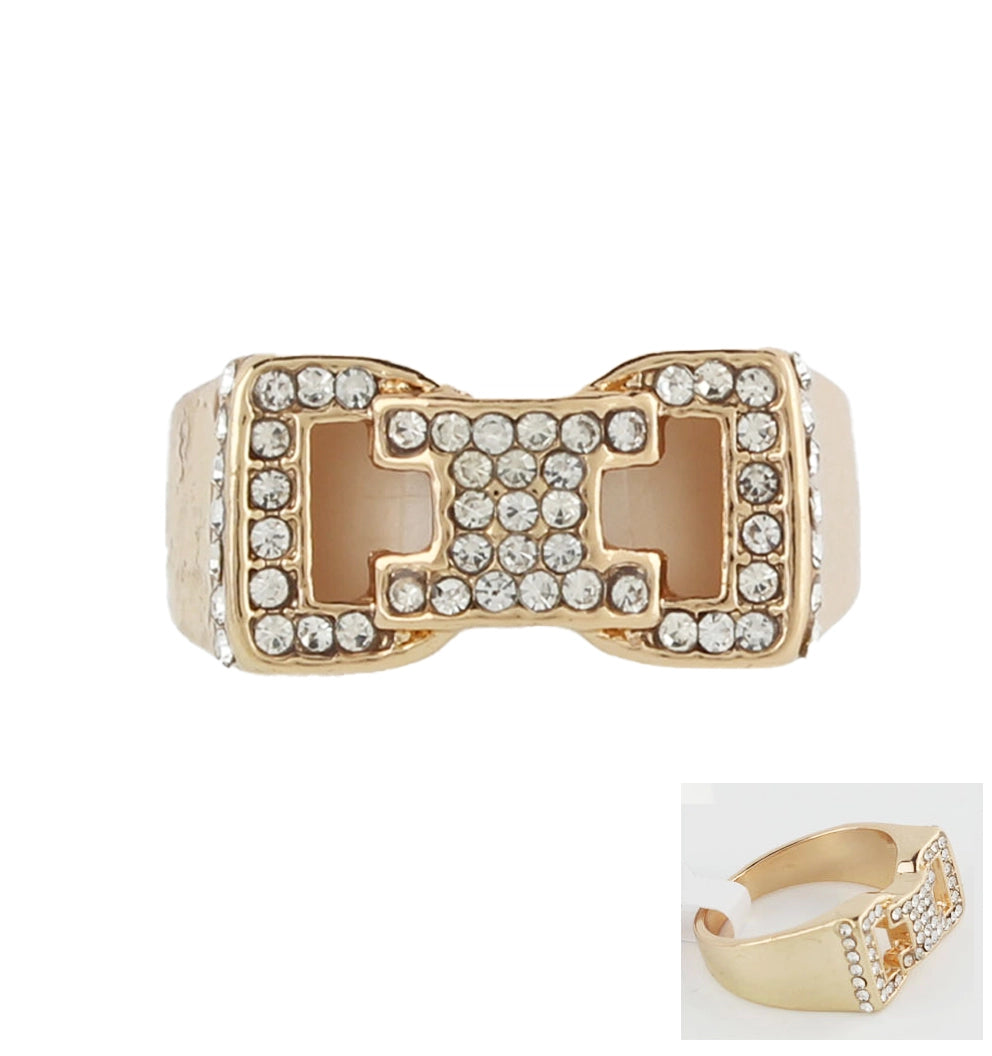 Iced Out Buckle Design Men's Statement Ring - Hip Hop Bling Jewelry
