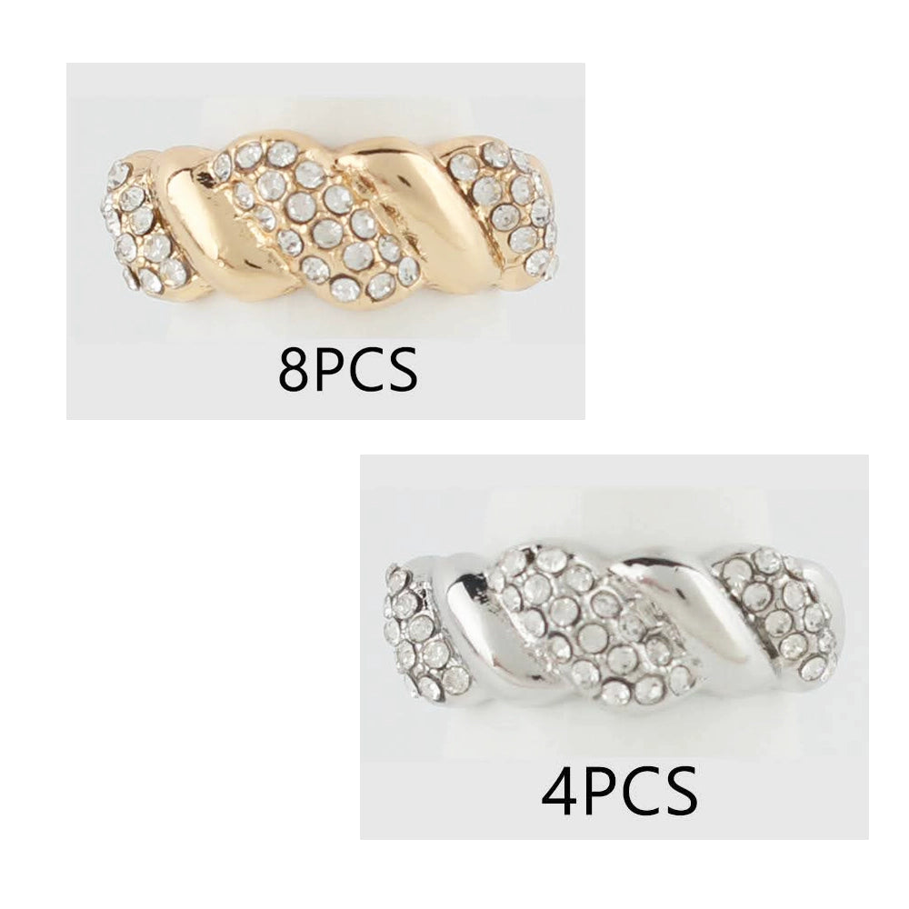 Dazzling Pave Crystal Twisted Statement Ring | Gold & Silver Tone