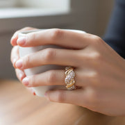 Dazzling Pave Crystal Twisted Statement Ring | Gold & Silver Tone