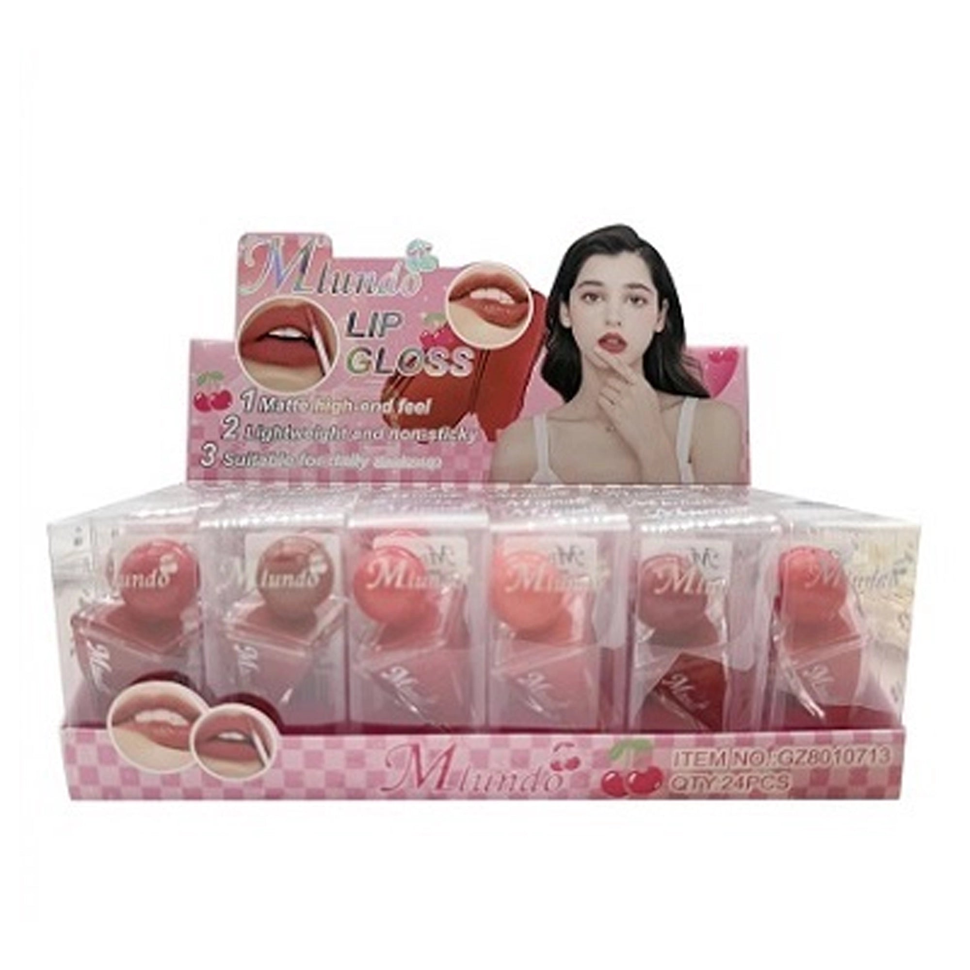 Matte Lip Gloss Display Set (24-Piece Pack) – Lightweight, Non-Sticky Velvet Liquid Lipstick for Daily Makeup (ACO1971)
