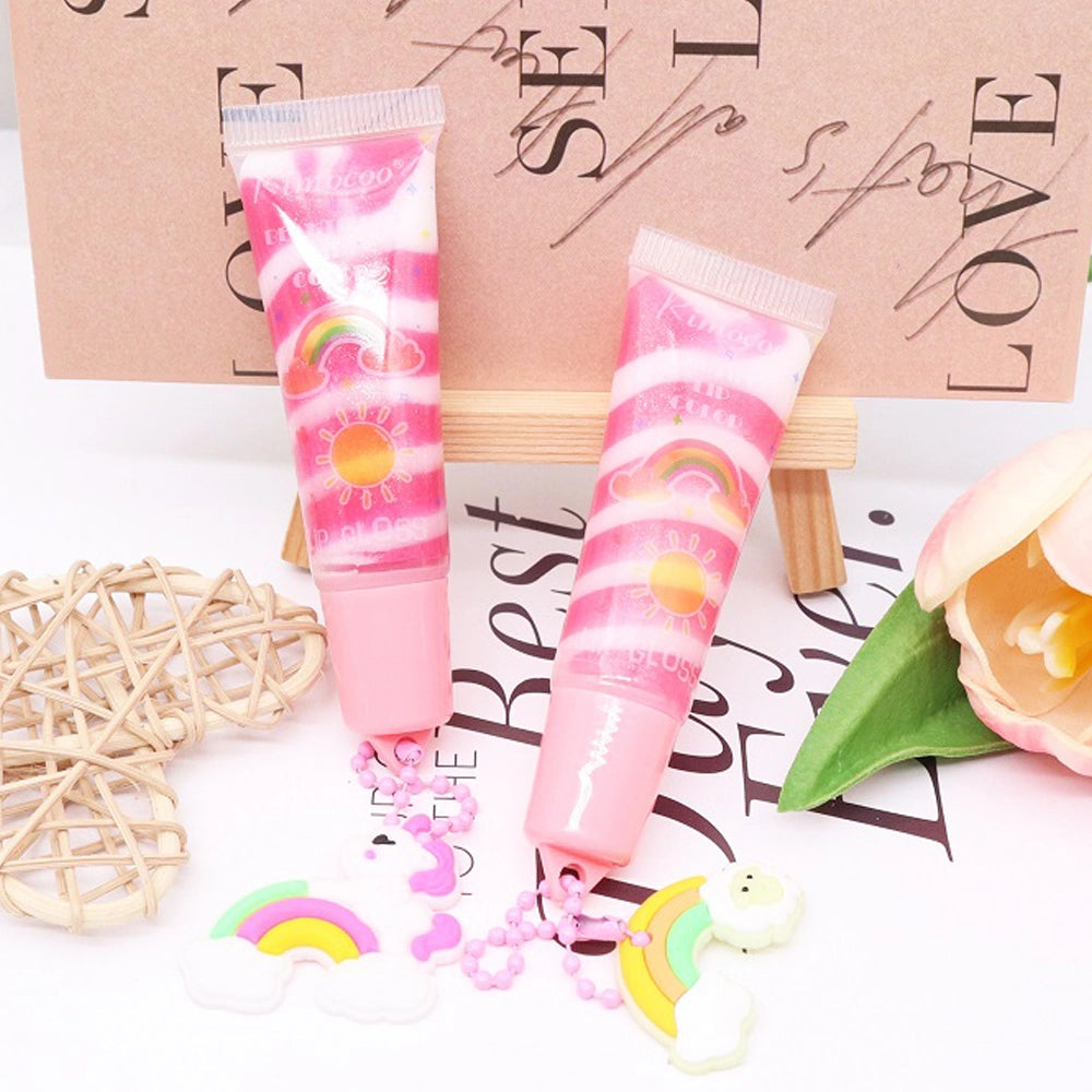Rimocoo Rainbow Swirl Lip Gloss with Unicorn & Rainbow Charms (ACO2079)