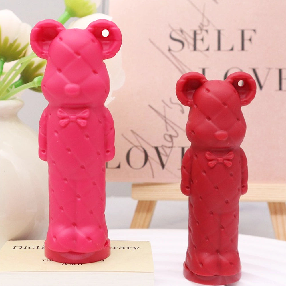 Hold Morning Quilted Bear Matte Lipstick Set - Long-Lasting Waterproof Lip Tint with Cute Keychain Case (24pc) ACO2119