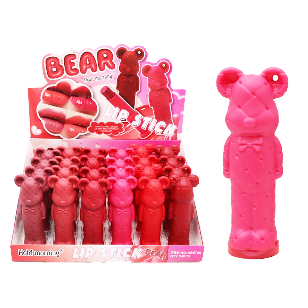 Hold Morning Quilted Bear Matte Lipstick Set - Long-Lasting Waterproof Lip Tint with Cute Keychain Case (24pc) ACO2119