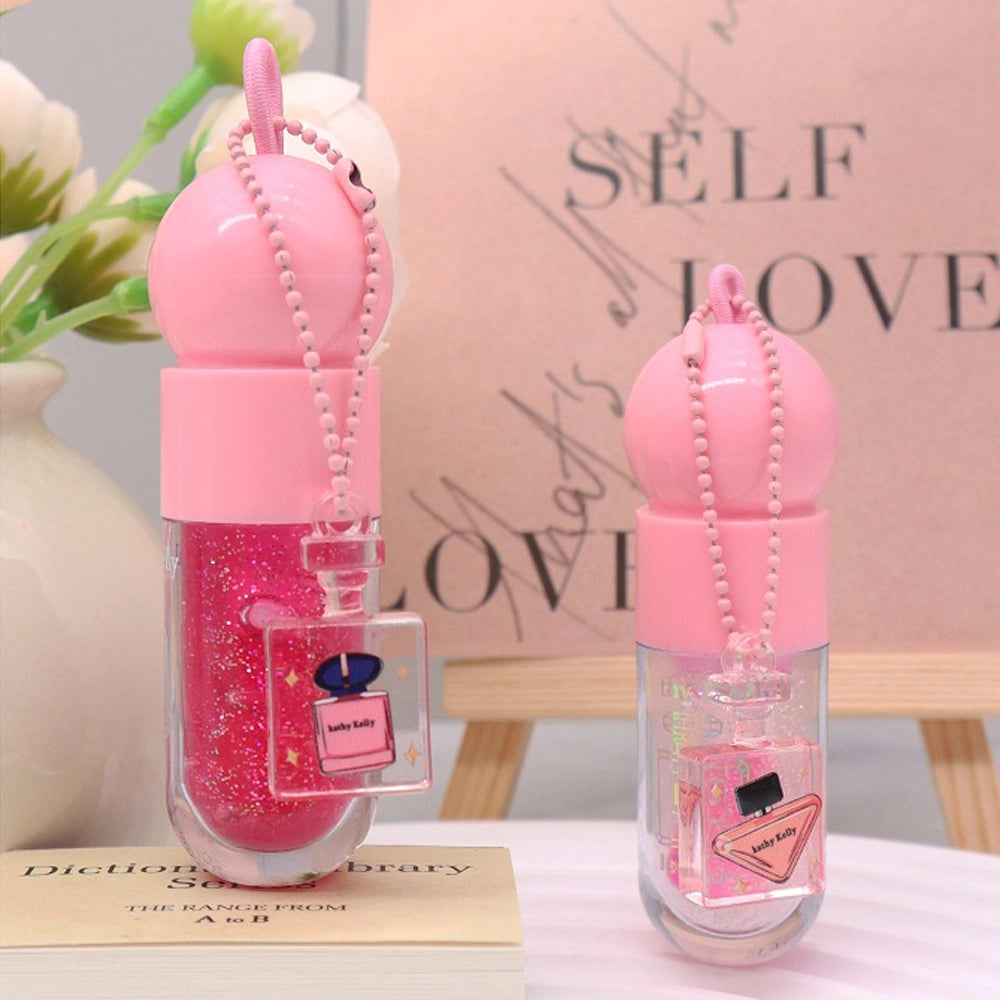 Kathy Kelly Magic Lip Oil – Glitter & Tinted Hydrating Lip Gloss with Keychain Charm (ACO2120)